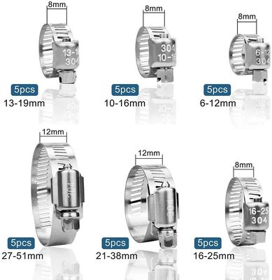 Нержавеющая сталь зажимы для шлангов червя для топливных линий сантехники регулируемый диапазон 1/4-2 в 6-51 мм цинк