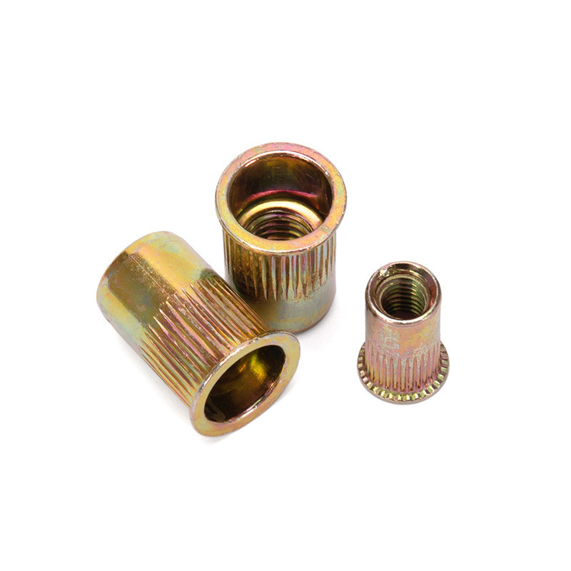 Пищевые напитки DIN Standard Zinc Plated Steel Rivnut Flat Head Threaded Rivet Insert Nutsert Knurled Cap Nuts для промышленной промышленности